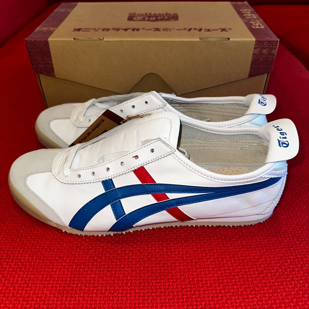 NEW Onitsuka Tiger Mexico 66 White/Blue/Red Sneakers - Size 11.5